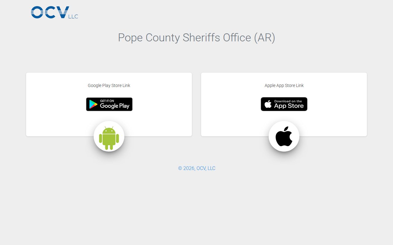 Official Pope County Sheriff's Office mobile app landing page