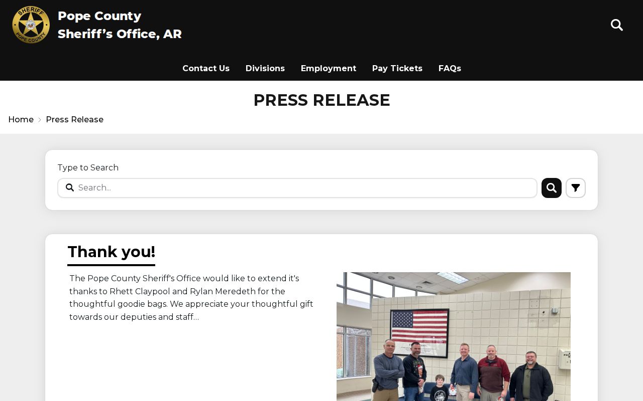 Pope County Sheriff press release page